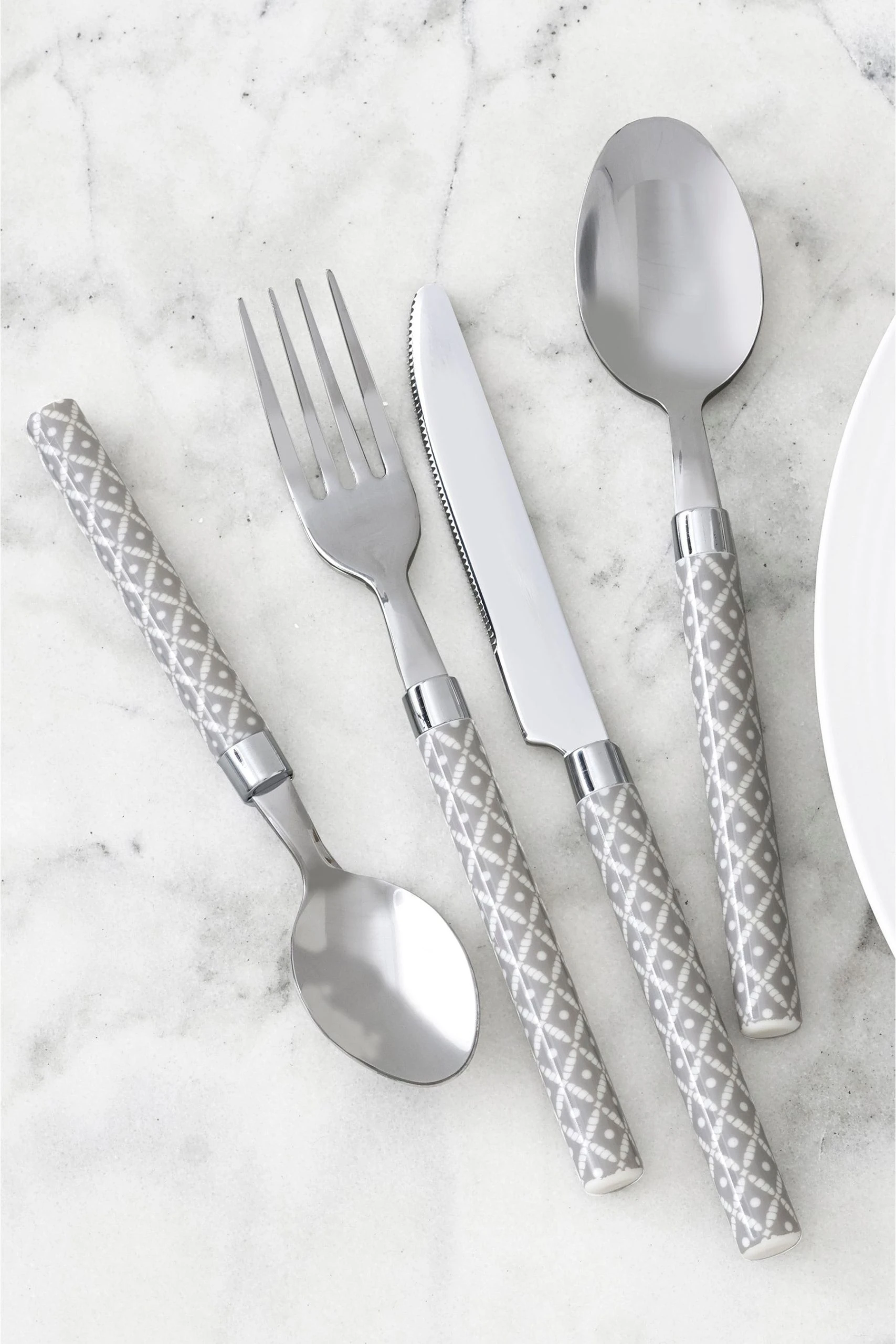 Next Geo Stainless Steel Cutlery Set 3 Next Geo Stainless Steel Cutlery Set