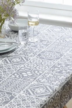 Next Tile Print Wipe Clean Table Cloth With Linen