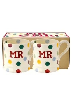 Emma Bridgewater Set Of 2 Polka Dot Mr & Mrs Half Pint Mugs -Next shop 441342s4