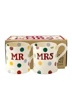Emma Bridgewater Set Of 2 Polka Dot Mr & Mrs Half Pint Mugs -Next shop 441342s5