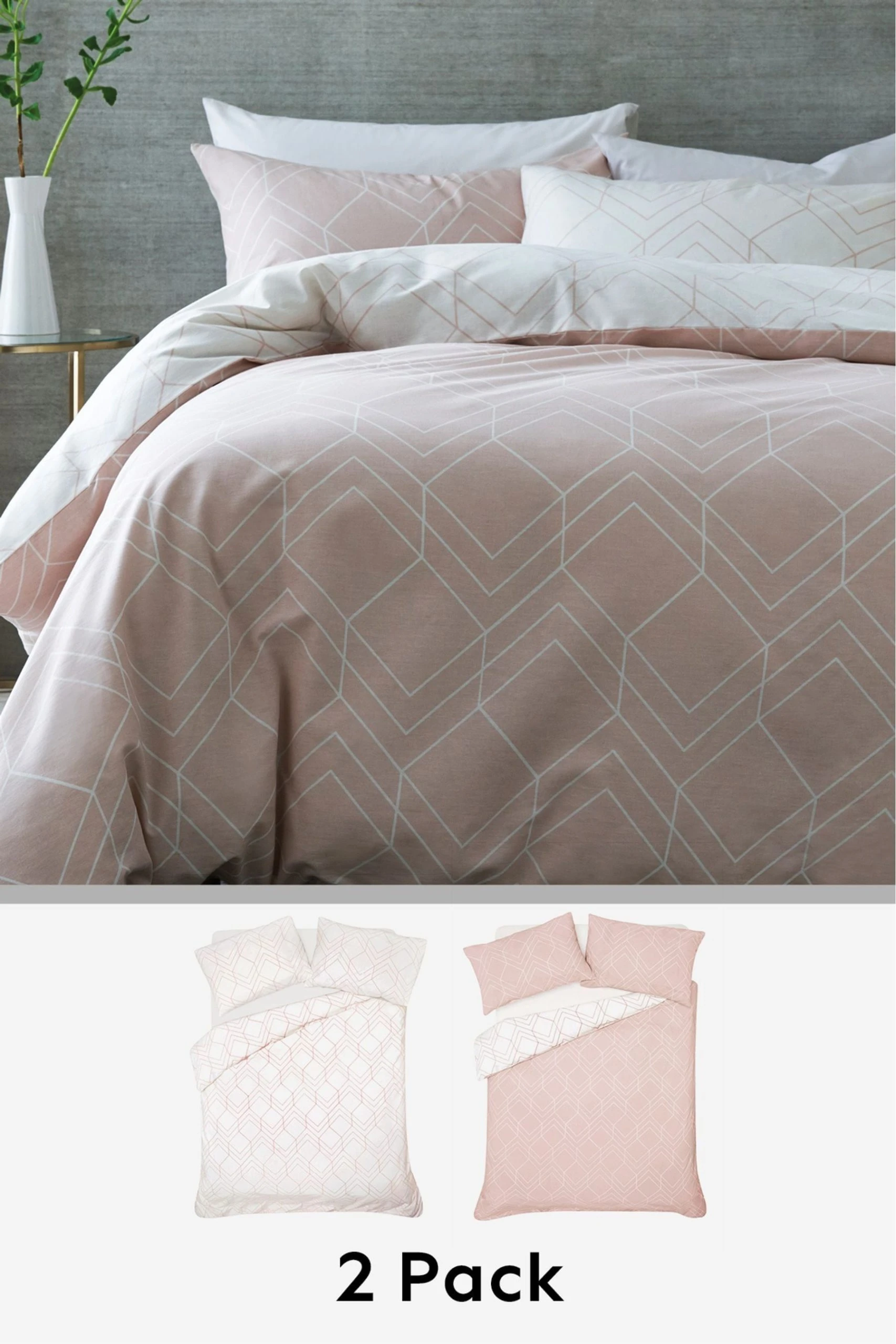 Next 2 Pack Reversible Duvet Cover And Pillowcase Set