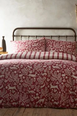 Alternative view of Riva Home Furn. Wildberry Red Skandi Woodland Brushed Cotton Reversible Duvet Cover And Pillowcase Set
