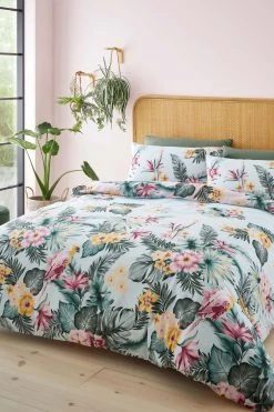 Catherine Lansfield Tropical Floral Duvet Cover And Pillowcase Set