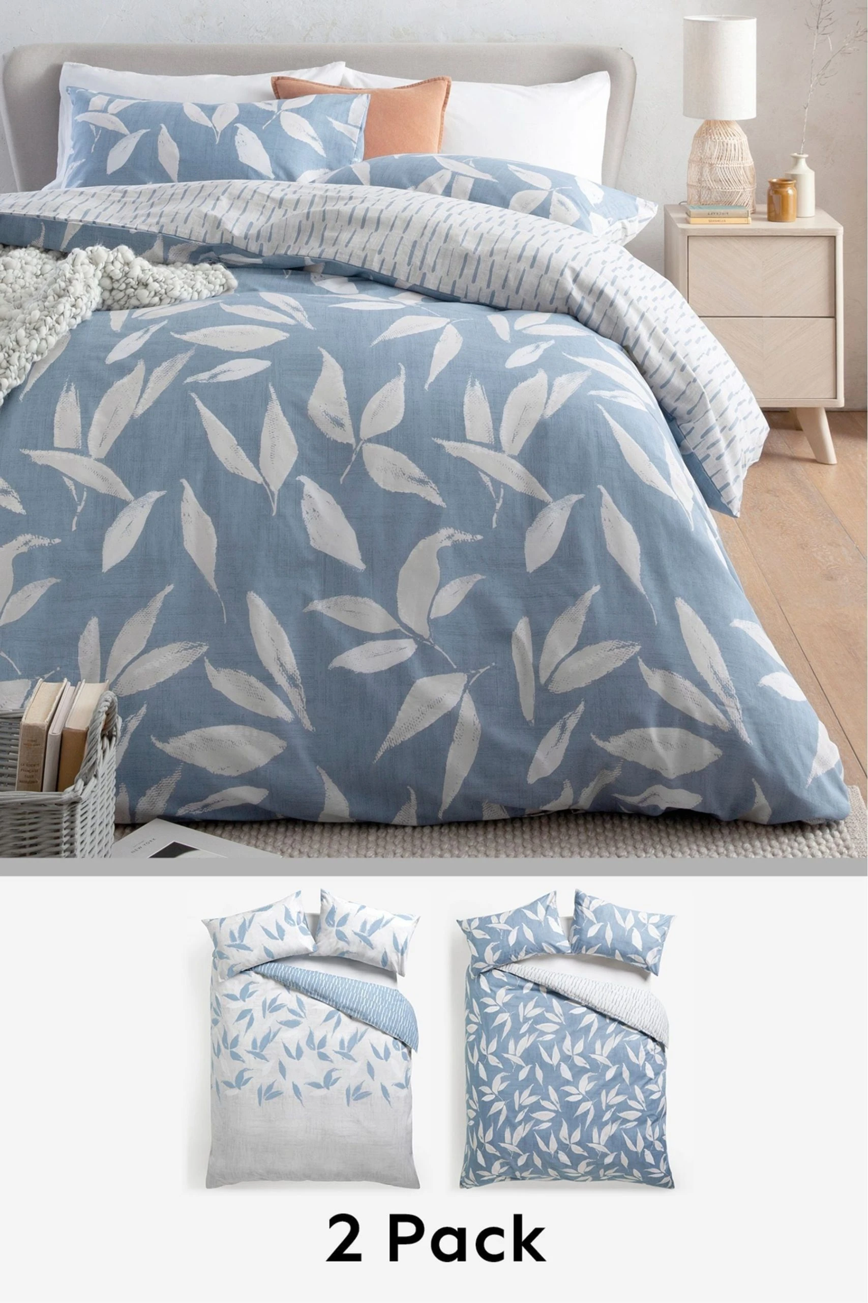 Next 2 Pack Reversible Duvet Cover And Pillow Case Set