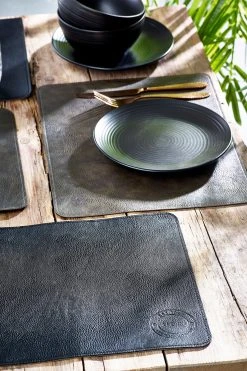 Next Set Of 4 Bronx Reversible Faux Leather Placemats