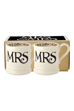 Emma Bridgewater Set Of 2 Black Toast Mrs And Mrs Mugs