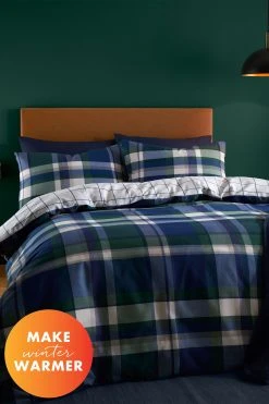 Catherine Lansfield Brushed Check Reversible Duvet Cover And Pillowcase Set
