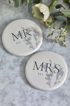 Alternative view of Next Wedding Mr And Mrs Ceramic Coaster