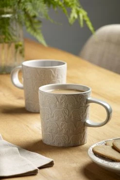 Next Set Of 2 Elephant Embossed Mugs