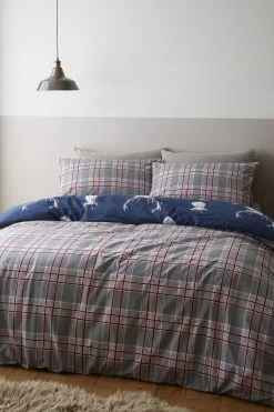 Alternative view of Catherine Lansfield Stag Check Reversible Duvet Cover And Pillowcase Set