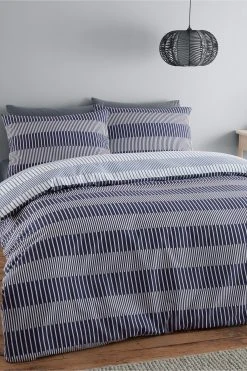 Catherine Lansfield Lines Reversible Duvet Cover And Pillowcase Set
