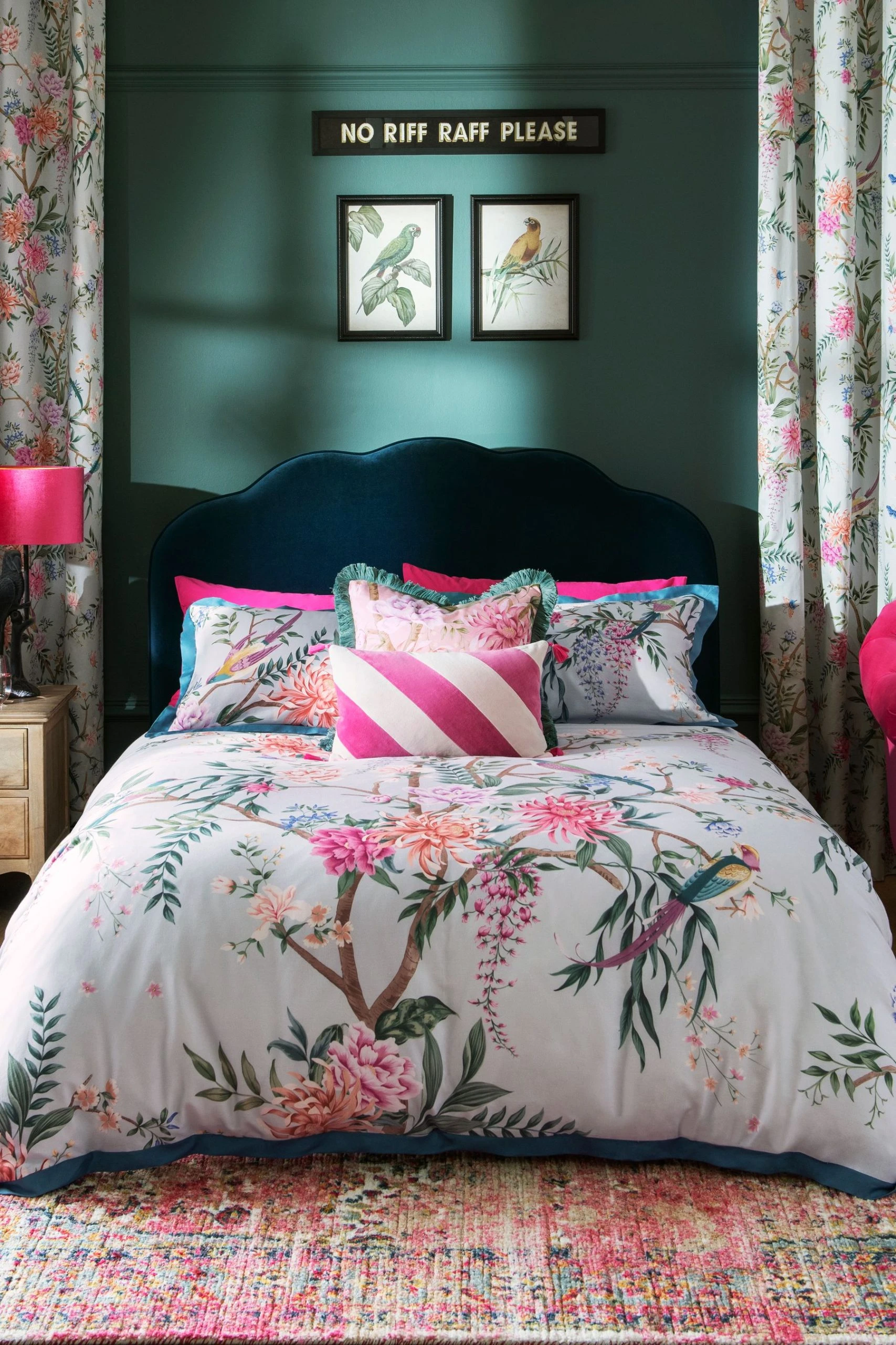 Next Oriental Floral 100% Cotton Sateen 200 Thread Count Duvet Cover And Pillowcase Set