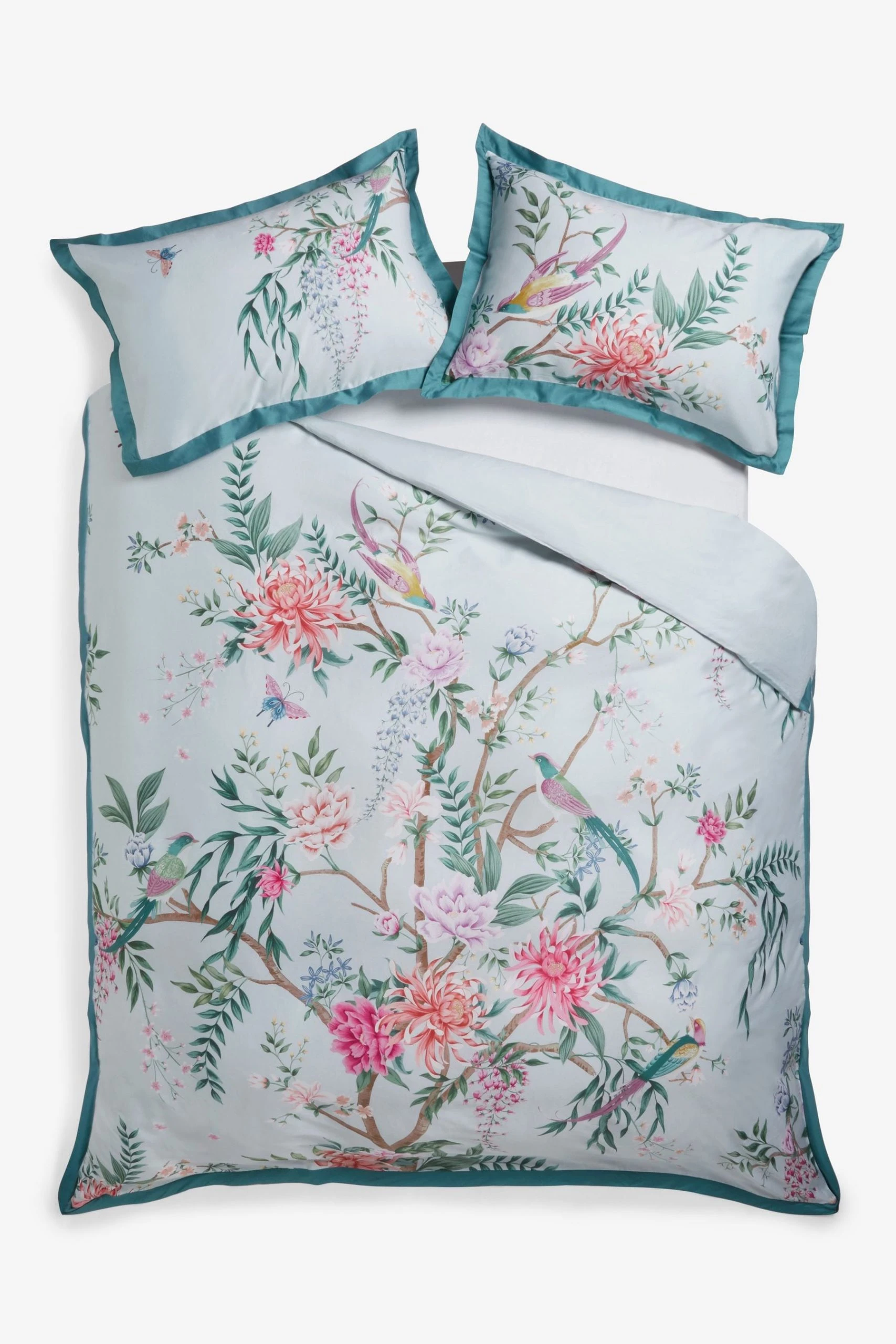 Next Oriental Floral 100% Cotton Sateen 200 Thread Count Duvet Cover And Pillowcase Set - Image 4