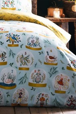 Alternative view of Furn. Blue Twelve Days Of Christmas Festive Reversible Duvet Cover And Pillowcase Set