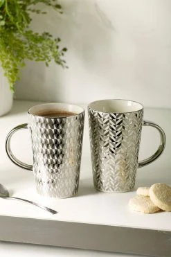 Next Set Of 2 Metallic Geo Mugs