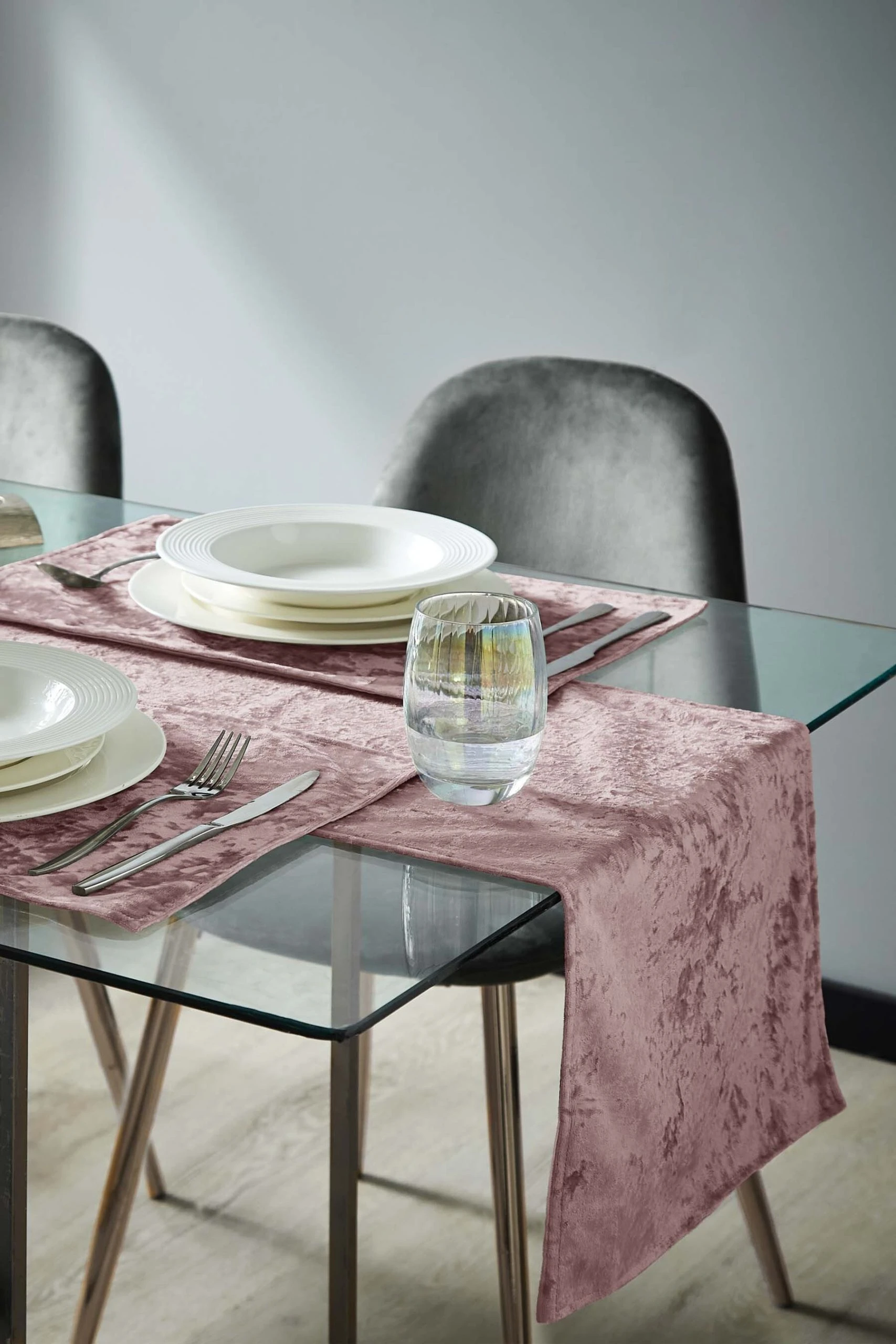 Catherine Lansfield Crushed Velvet Table Runner 4 Catherine Lansfield Crushed Velvet Table Runner - Image 2