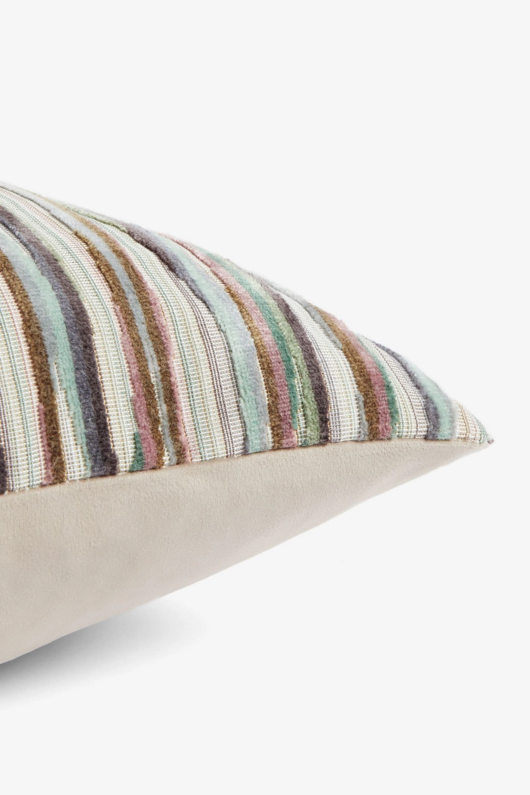 Next Large Oblong Pastel Stripe Cut Velvet Cushion 4 Next Large Oblong Pastel Stripe Cut Velvet Cushion - Image 2